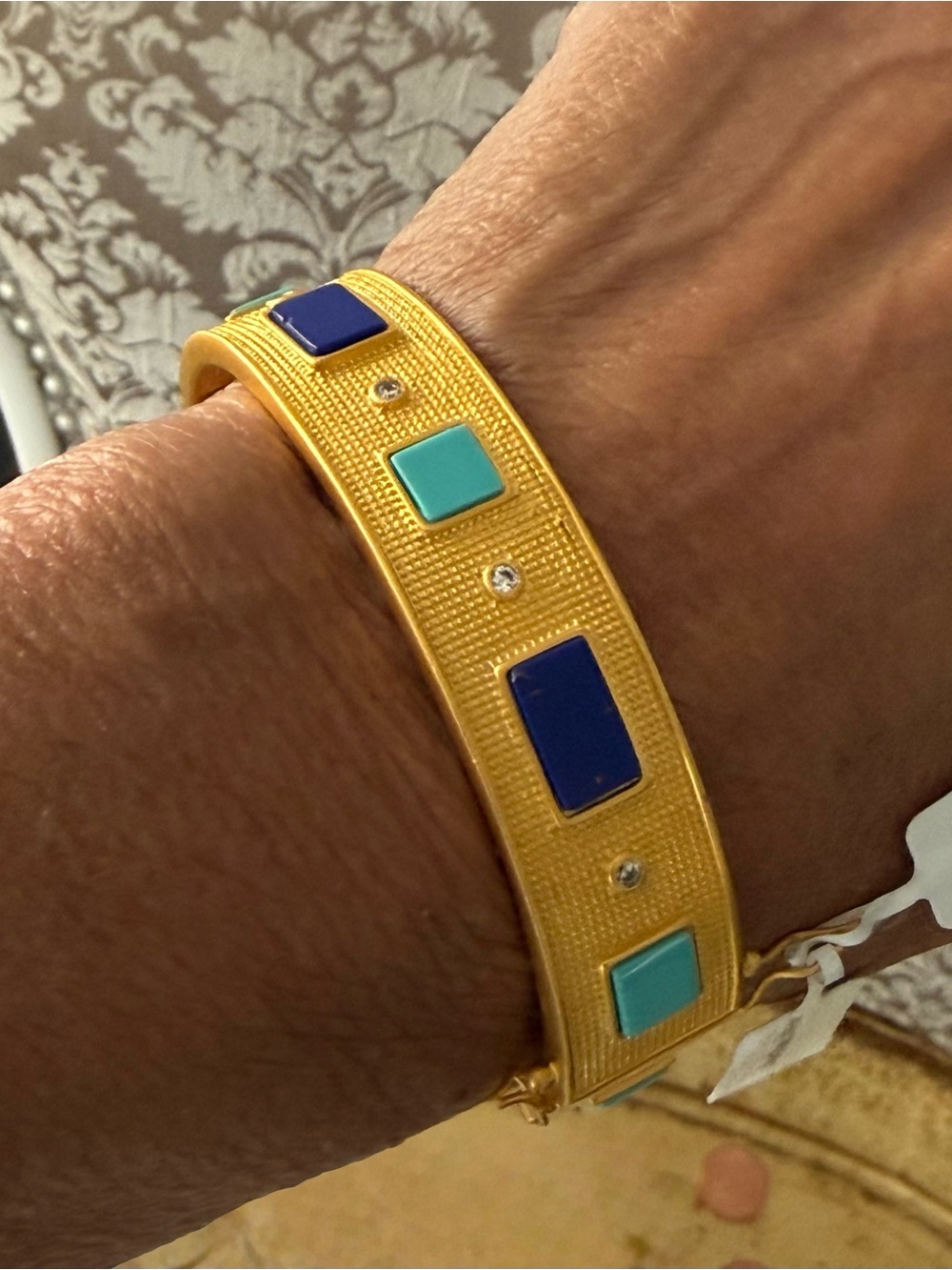 Freida Rothman Gold Bracelet with Blue and Turquoise Accents - Picture 6 of 7
